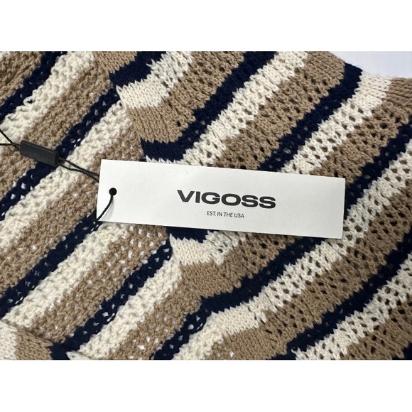 Vigoss Kampala Sleeveless Crochet Duster Cardigan Sweater Striped Large NWT - Picture 2 of 8